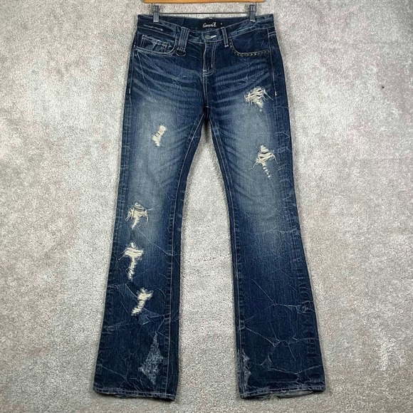 CavariA Other - CavariA Distressed Studded Flare Jeans Blue Denim Mens Size 44 Y2K Punk Grunge